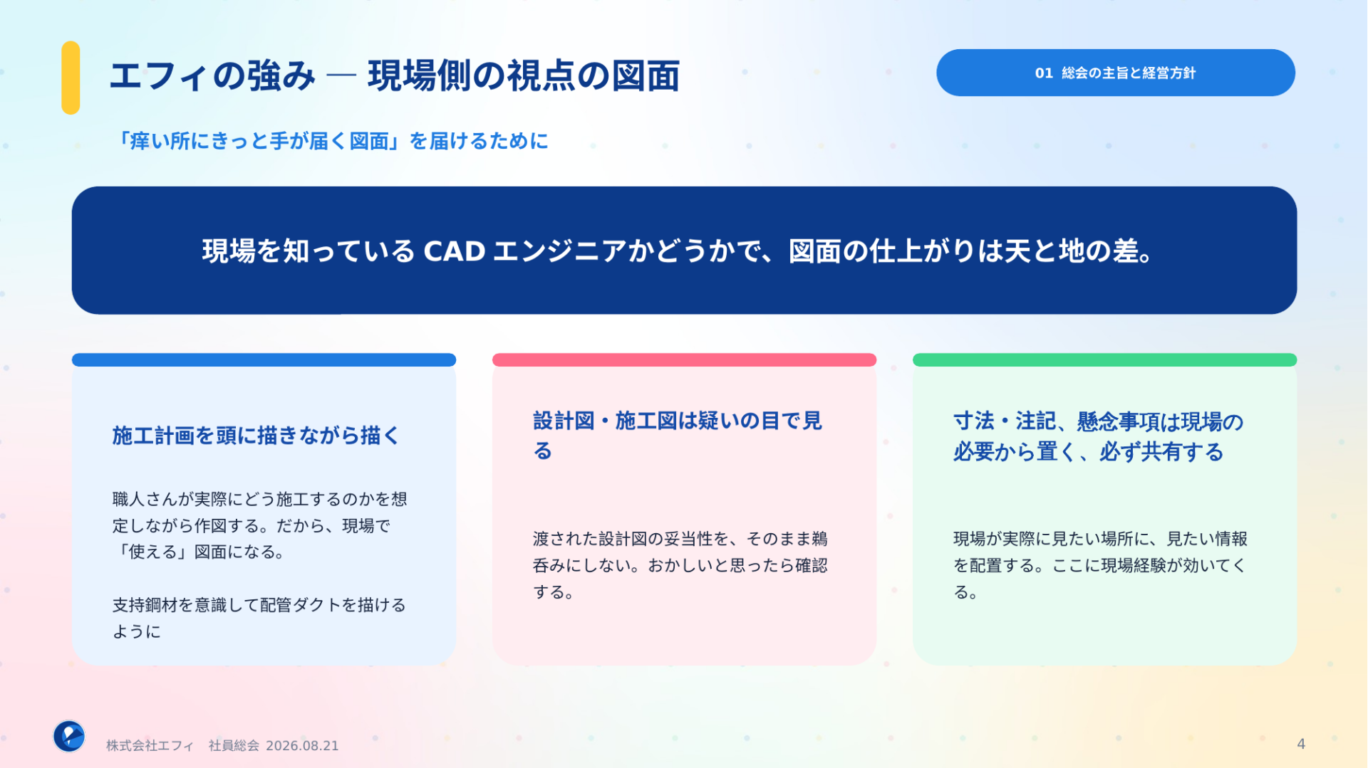 エフィの強み 現場側の視点の図面